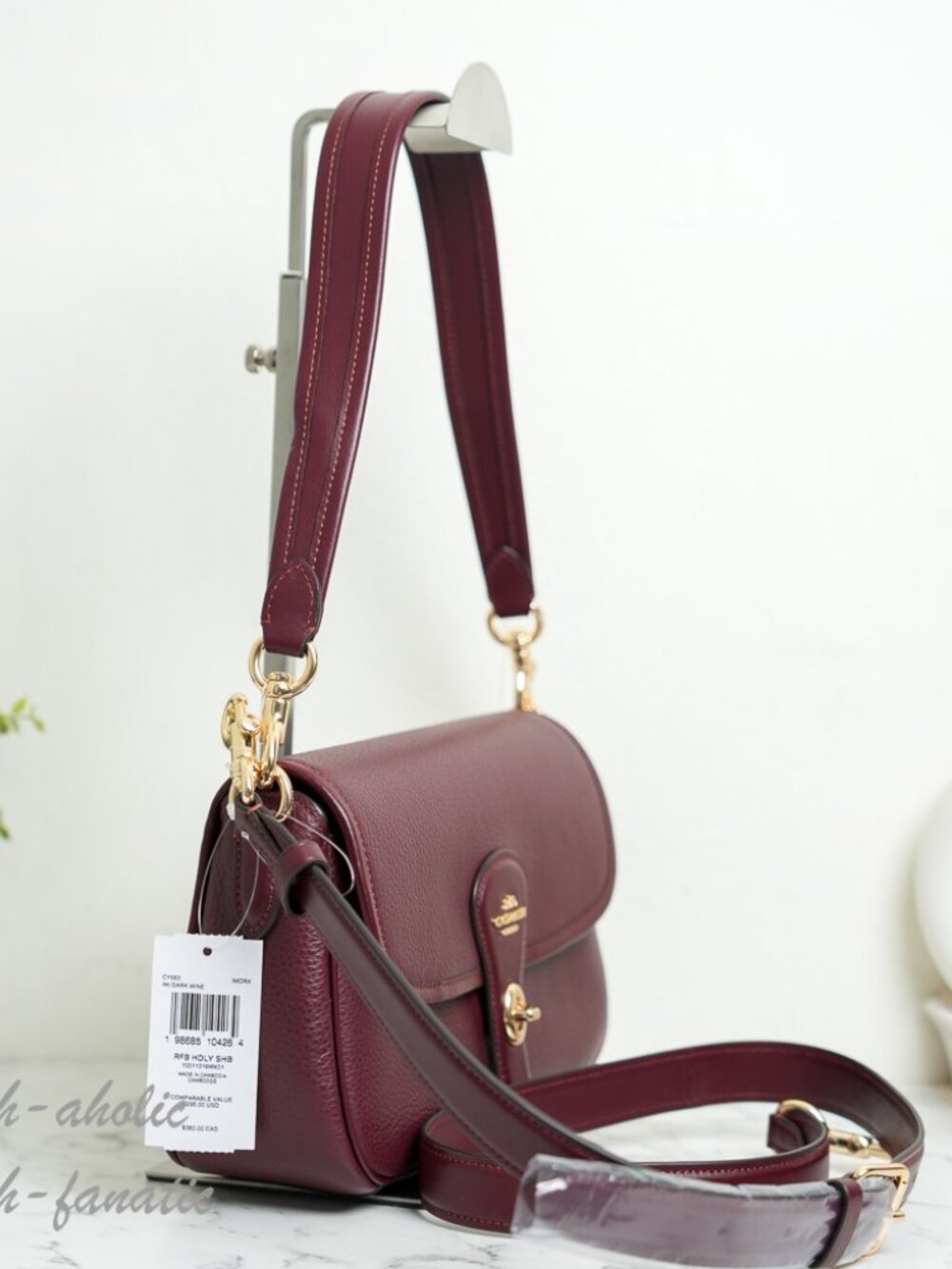 COACH CY683 Hadley Shoulder Bag Crossbody Leather in Dark Wine Gold - Picture 5 of 14